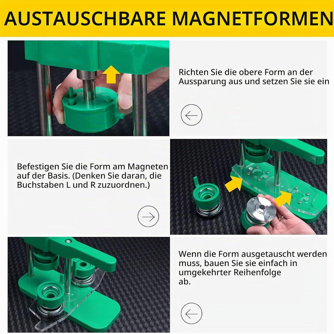 Dyna-Living Buttonmaschine Abzeichen Button Maker 25mm/0.98in, DIY Badge Press Machine mit 100 Zubeh
