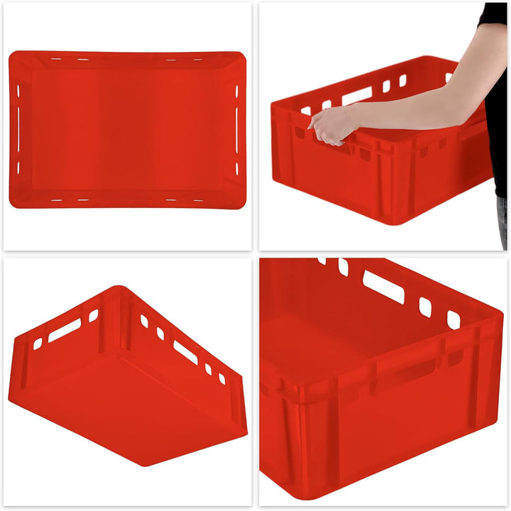 KADAX Fleischbox aus Kunststoff HDPE, Metzgerkiste 60 x 40 cm, E2 Fleischkiste mit bequemen Griffen,