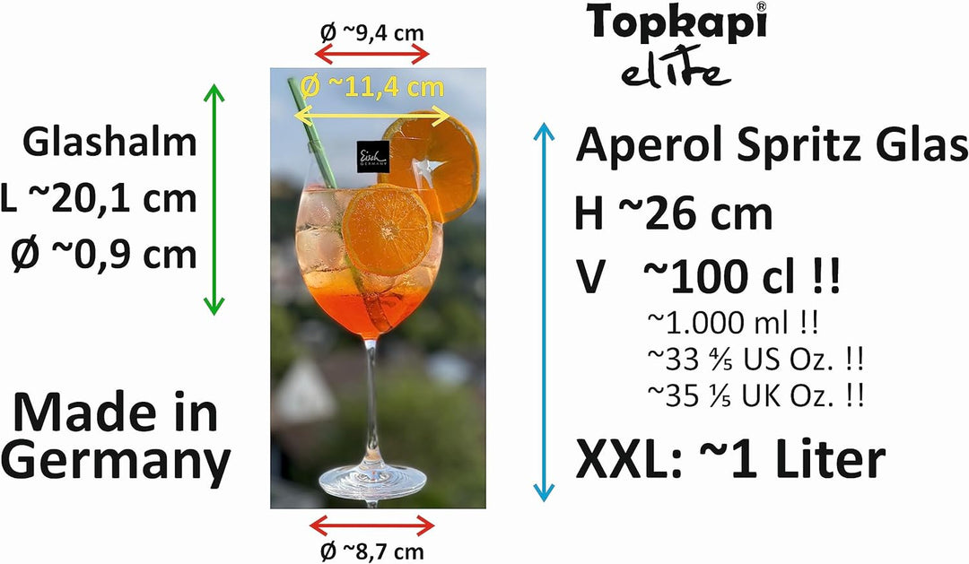 Topkapi elite 4-tlg Aperol Spritz Glas Kaan Marienborn I 2 Stück Aperol Spritz Gläser XXL Grösse + 2