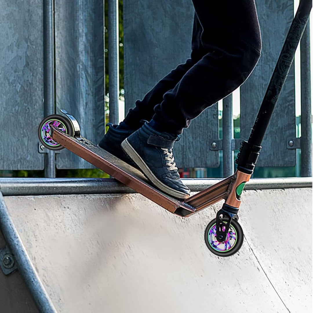 2 Stück Pro Stunt Scooter Rollen 100mm, Stunt Scooter Räder with ABEC-9 Bearings, Thickened PVC Repl