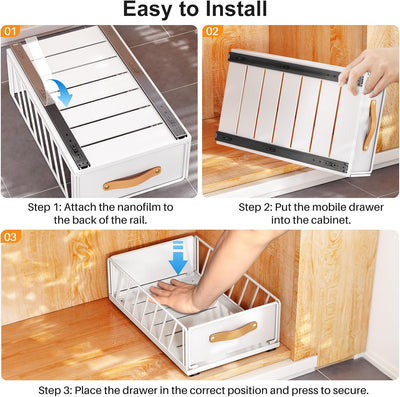 Kitstorack Teleskopschublade, Ausziehbare Schublade für Kabinett Metall Slide Out Organizer Mit Grif