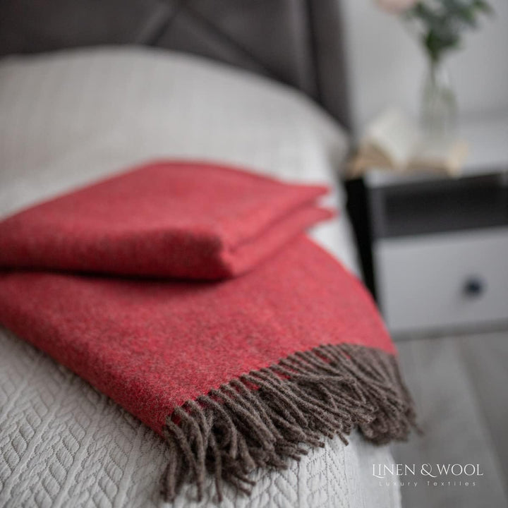 Linen &amp; Cotton Weiche Warme Decke Wolldecke Wohndecke Kuscheldecke Columbus - 100% Reine Neuseeland