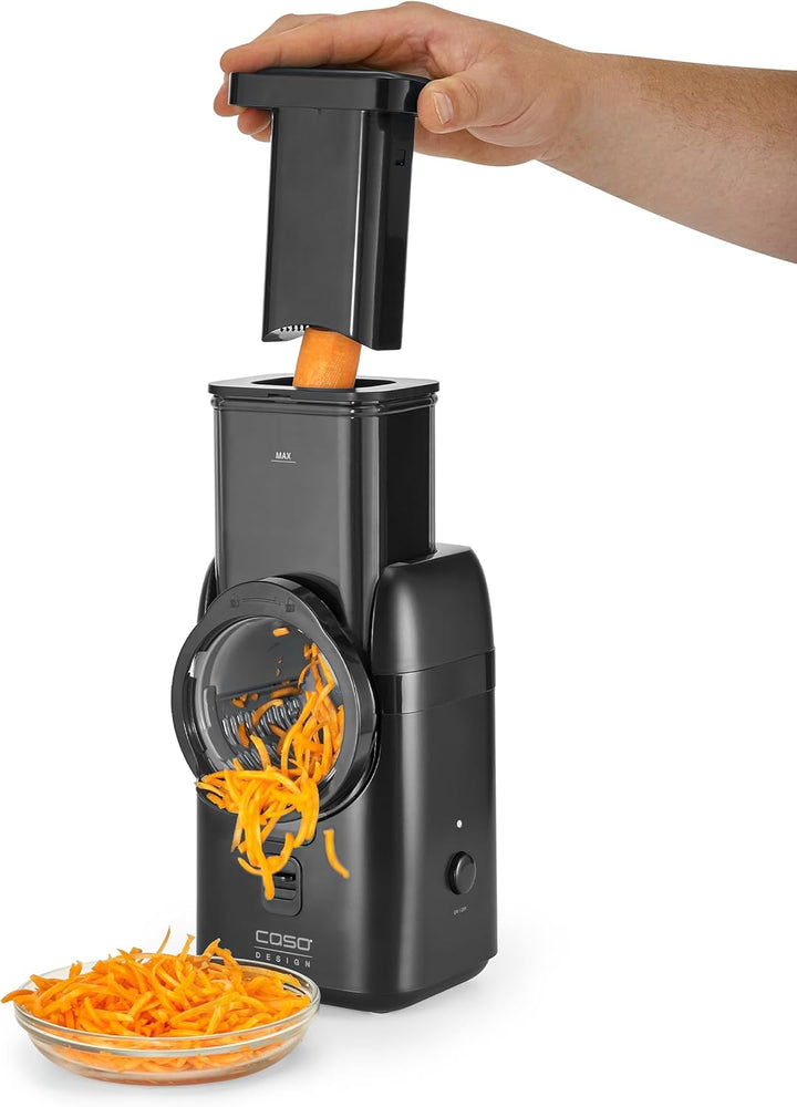 CASO MultiSlicer, Elektrische 5-in-1 Multireibe, Reiben & Raspeln von Obst, Gemüse,Käse & mehr, 5 Ei