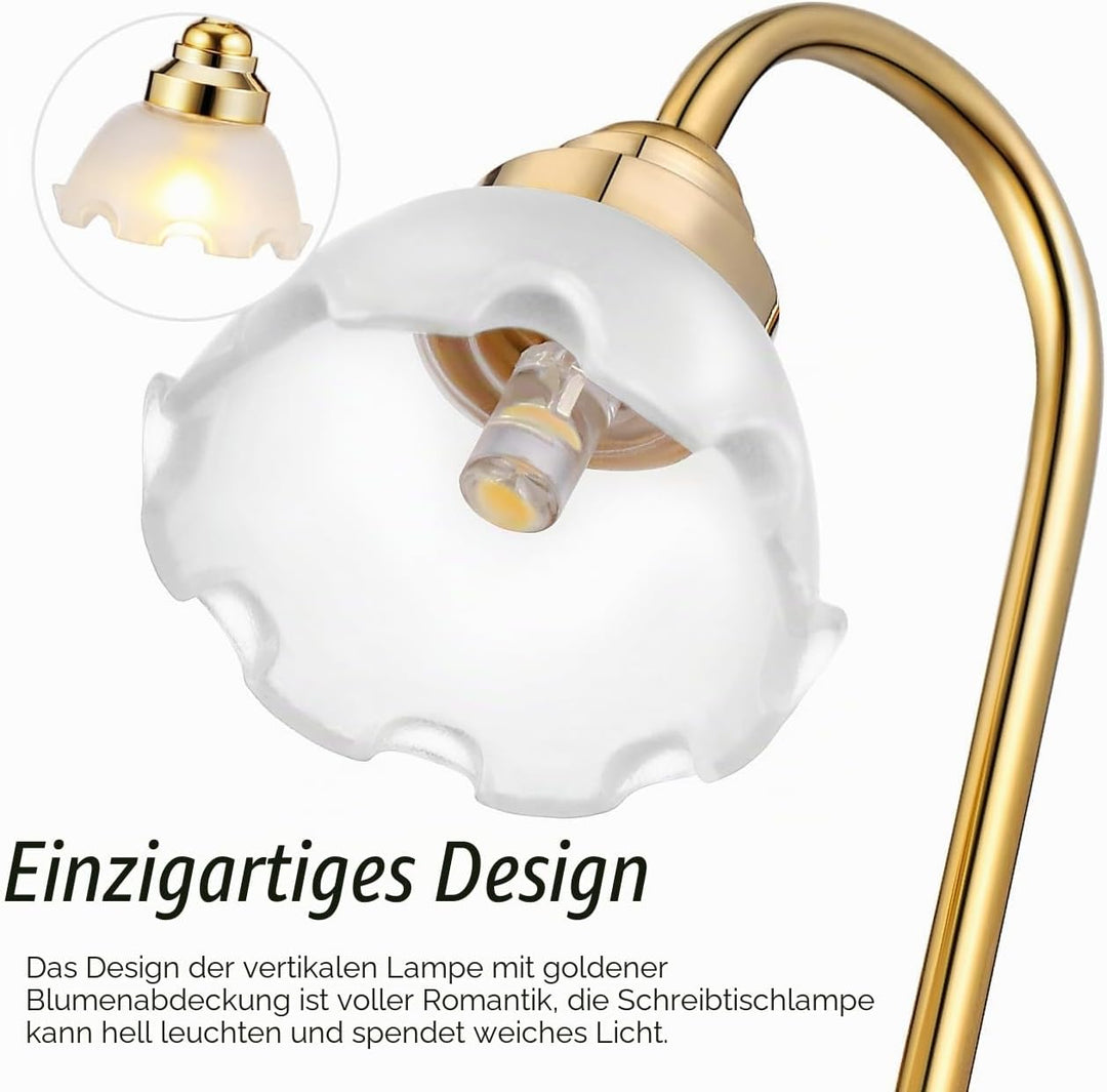 OSALADI Mini-Puppenhauslampe 2 Stück Batteriebetriebene Miniatur Tischlampen Mit Blumenschirm Für Pu