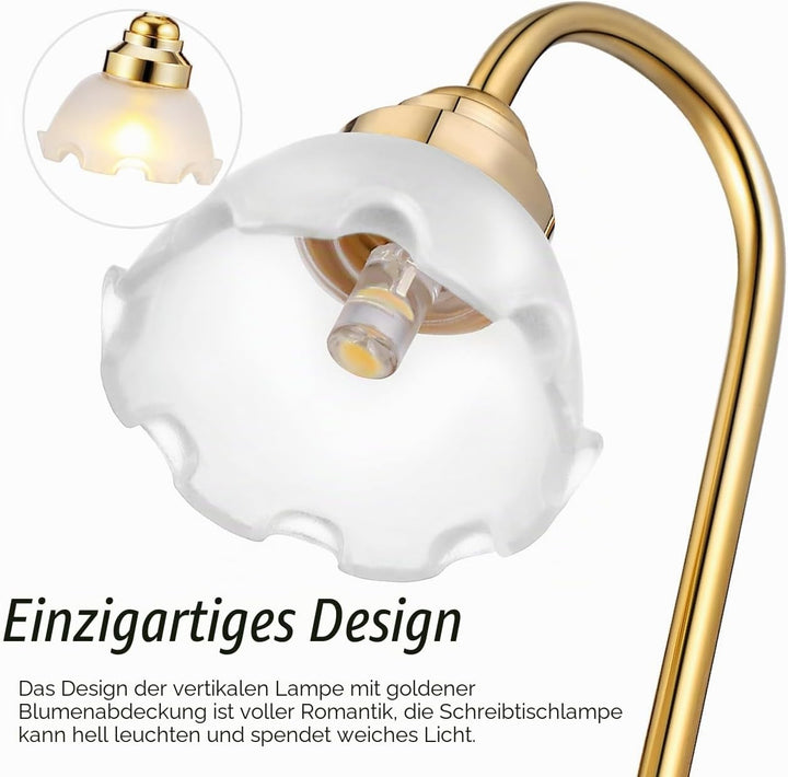 OSALADI Mini-Puppenhauslampe 2 Stück Batteriebetriebene Miniatur Tischlampen Mit Blumenschirm Für Pu