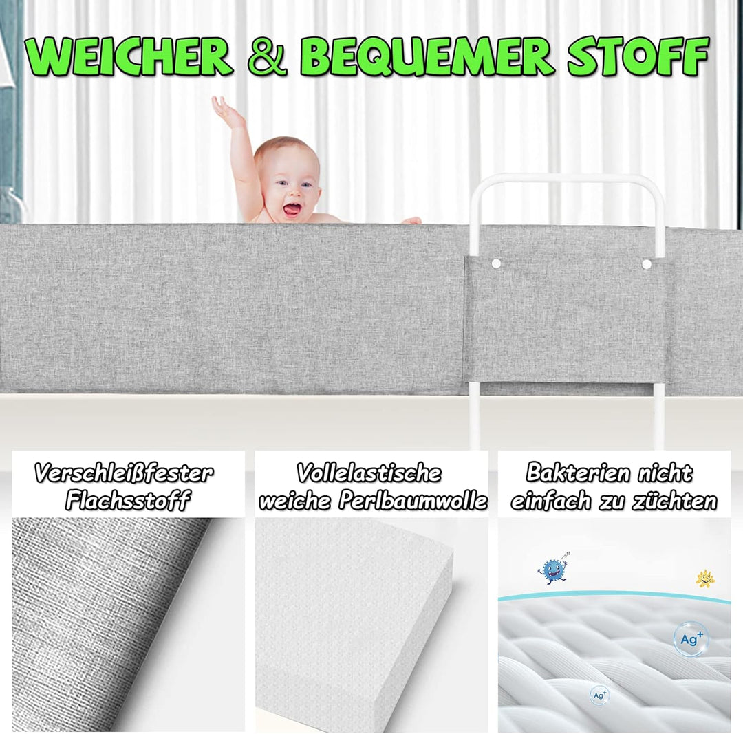 Froadp Rausfallschutz Bett Bettgitter für Kleinkinder Höhenverstellbar Bettkantenschutz mit Reissver