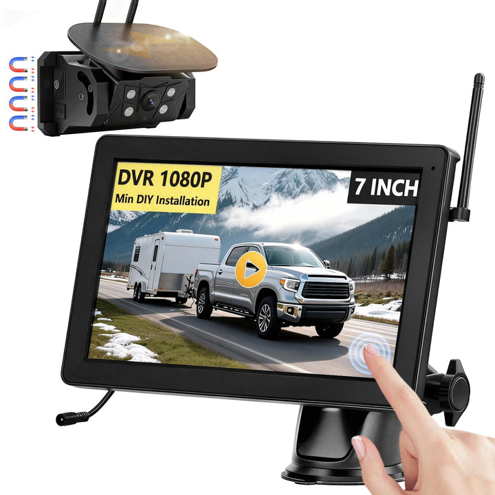 Rückfahrkamera Kabellos Solar Magnetische Rückfahrkamera Funk VASTEND 7'' 1080P Touchscreen IPS Moni