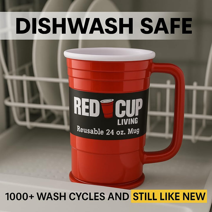 Red Cup Living Wiederverwendbare Plastik-Kaffeetasse und Bierbecher – Grosse 24 oz rote Plastikbeche