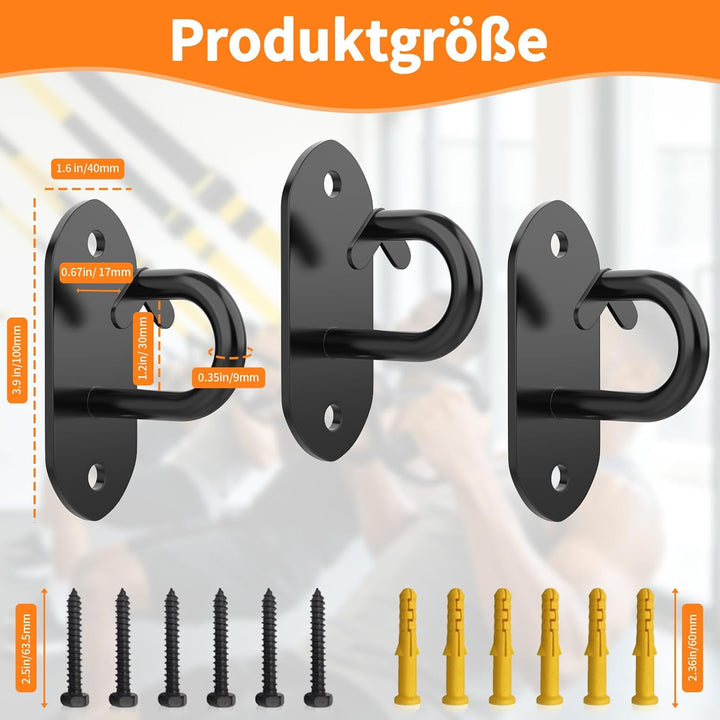 GPANDAG Fitness-Tau-Halterung 3 Stück für Widerstandsbänder Wand &amp; Decken Anker Workout Wandhalterun