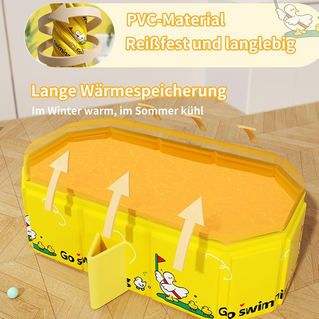 Babybadewanne Faltbare, Integrierte Baby Badewanne mit Stabilen Standfüssen und Doppeltem Ablauf, Re