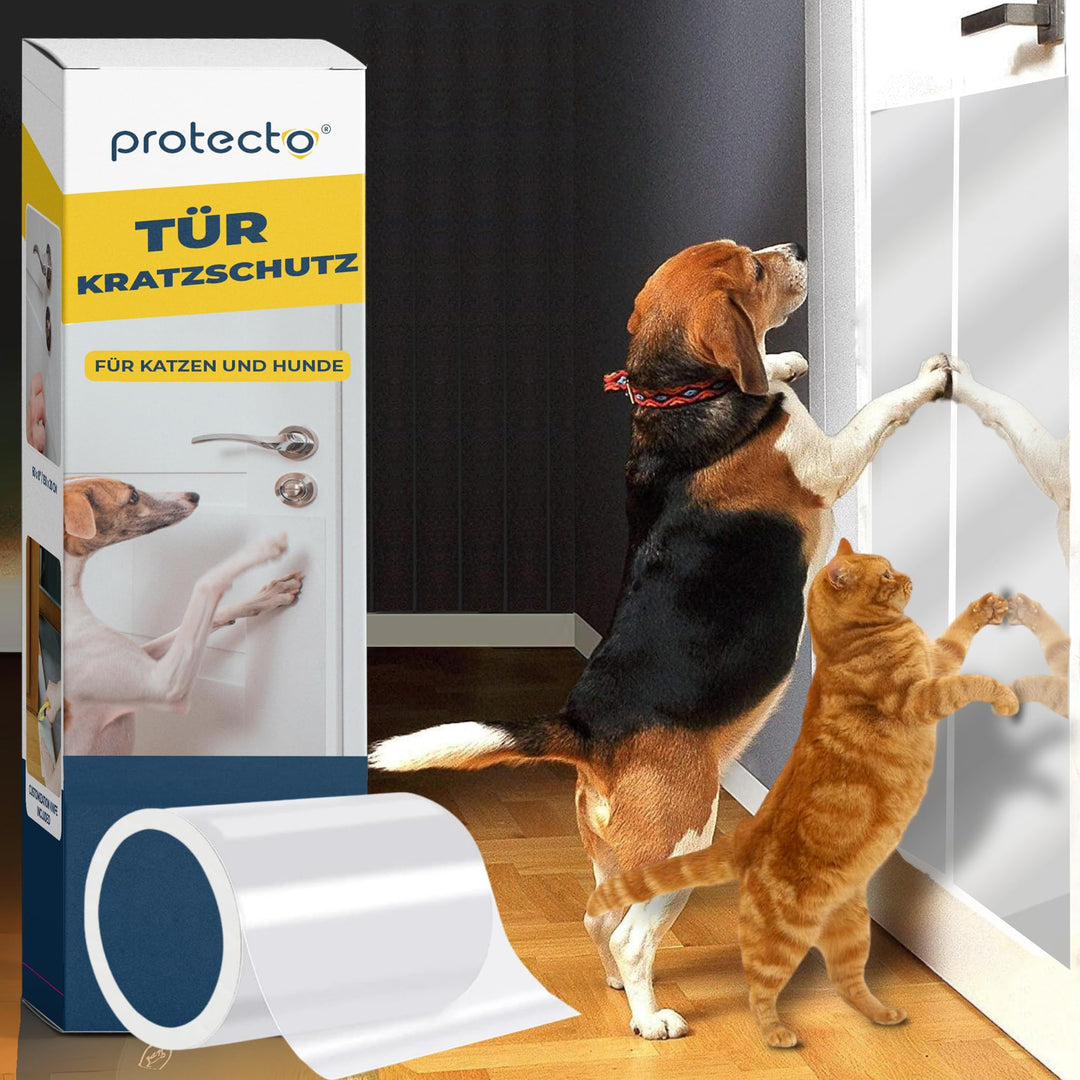 PROTECTO Tier - Kratzschutz mit Cuttermesser – 150 x20 cm Schutz für Türen + Holz & Möbel vor Hunden