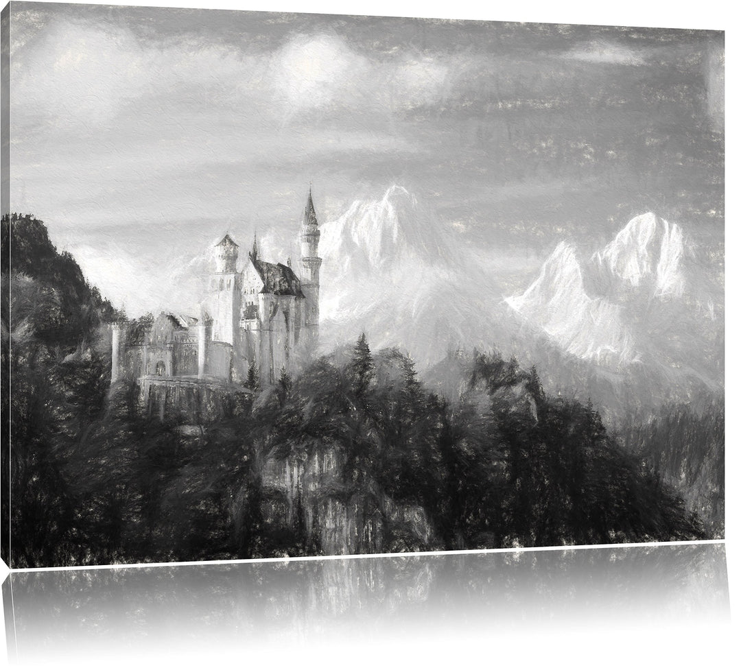 Pixxprint Schloss Neuschwanstein als Leinwandbild/Grösse: 100x70 cm/Wandbild/Kunstdruck/fertig bespa