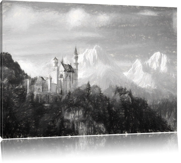 Pixxprint Schloss Neuschwanstein als Leinwandbild/Grösse: 100x70 cm/Wandbild/Kunstdruck/fertig bespa