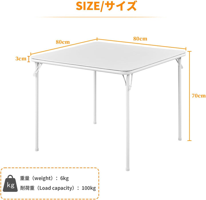 BOOSDEN Klapptisch, Weiss, Klappbar Tisch als Campingtisch, Gartentisch, Balkontisch, Esstisch, Falt