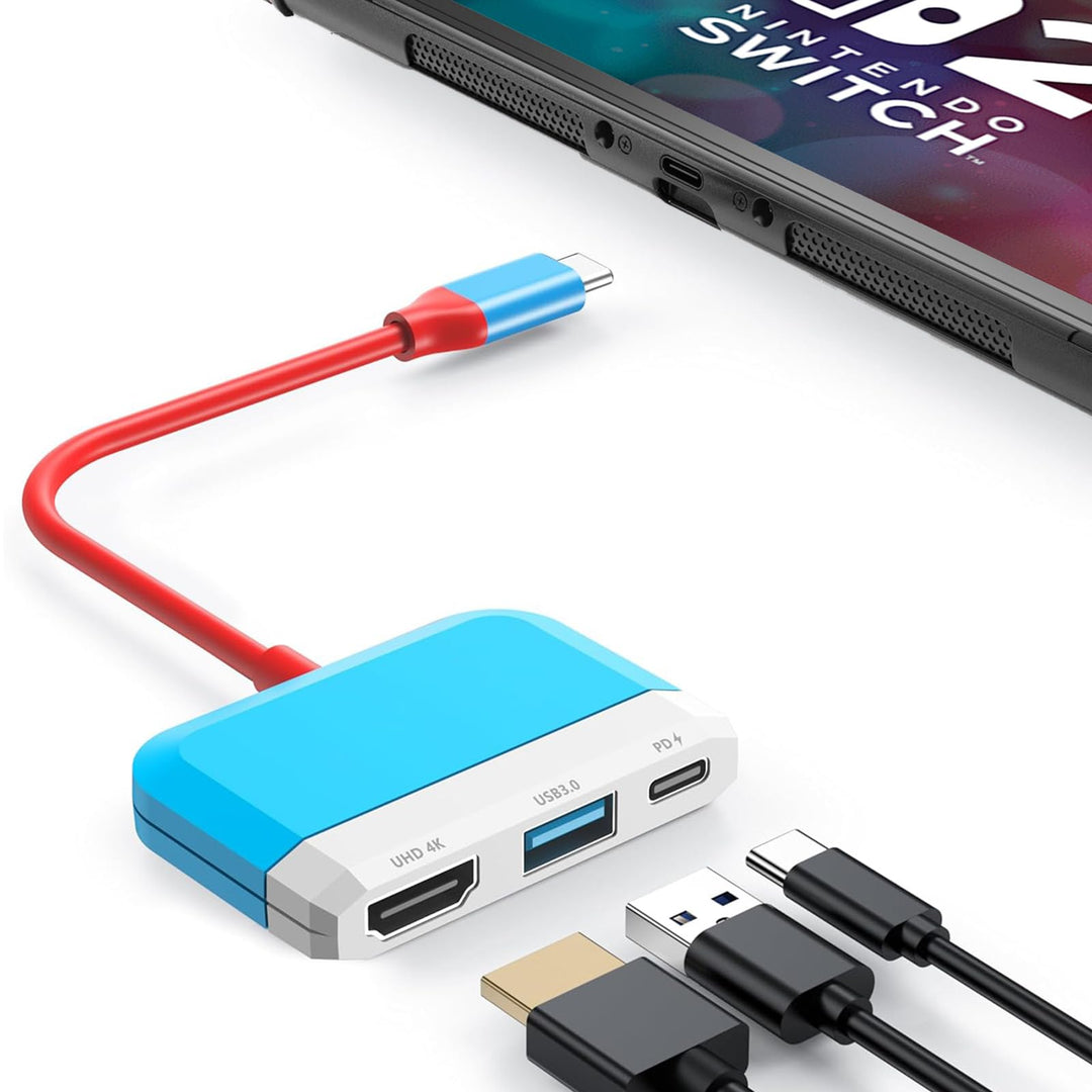 Switch Dock für Nintendo Switch/OLED Switch, 3-in-1 Mini Switch TV Dock mit 4K HDMI USB 3.0 Port USB