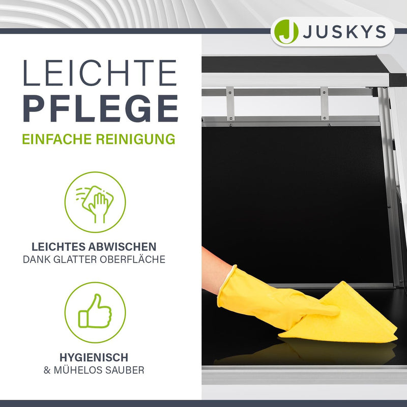 Juskys Alu Hundetransportbox M - 69x54x51 cm - Auto Hundebox robust & pflegeleicht - Gittertür versc