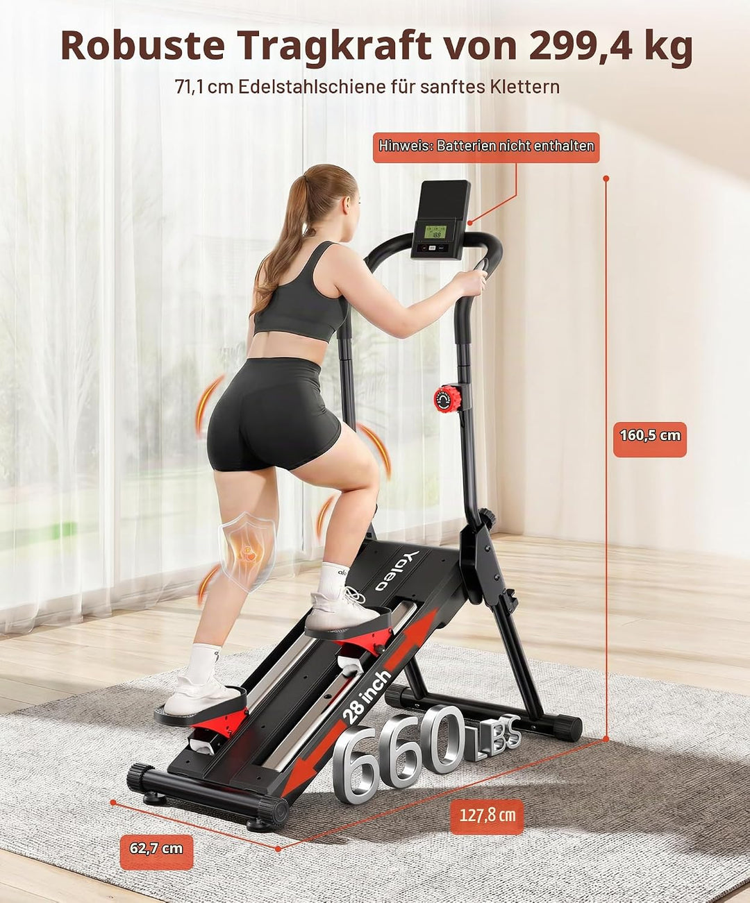 YOLEO Magnetischer Stair Stepper für Zuhause, 16 Widerstandsstufen, klappbar, leise, 71 cm Schrittlä