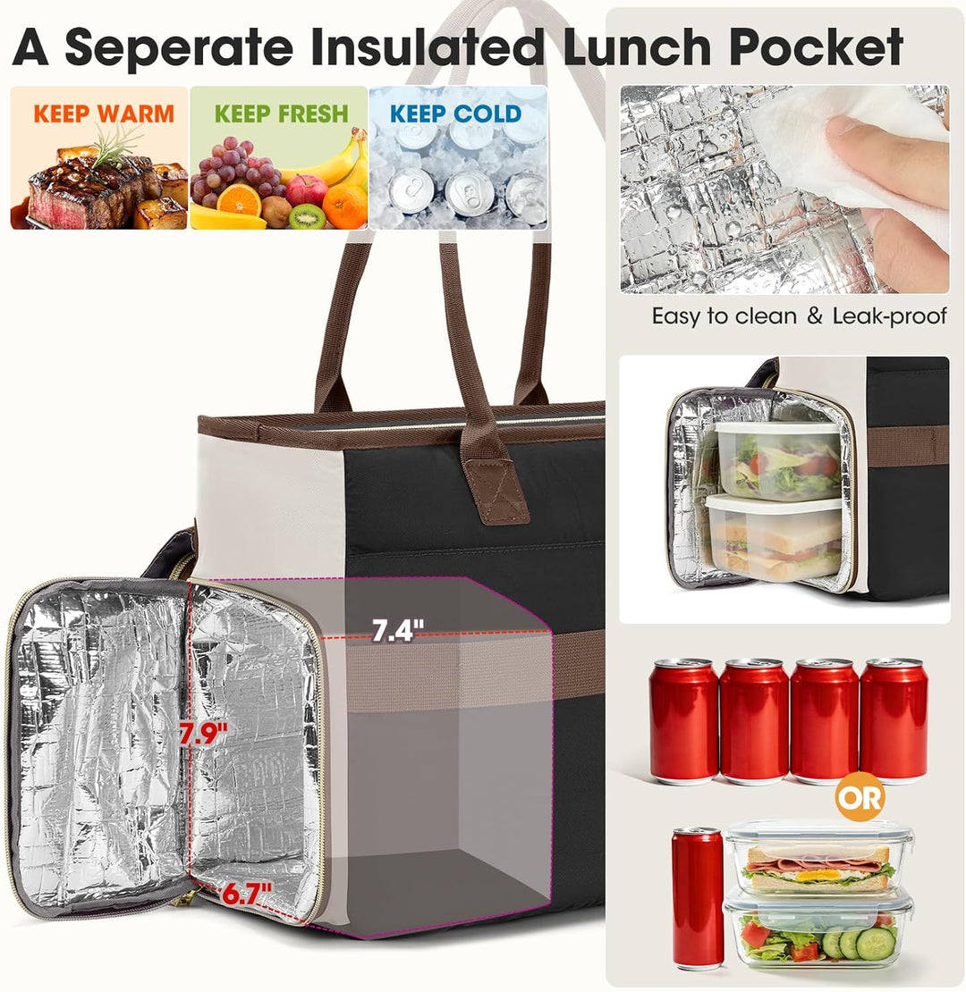 RAINSMORE Lehrertasche Damen mit Lunchfach 15,6 Zoll Laptoptasche Gross Isoliertes Fach Wasserdicht