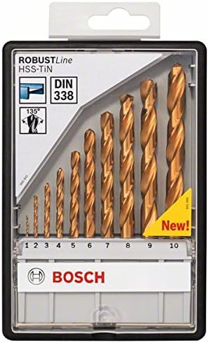Bosch Professional 10tlg. Metallbohrer-Set HSS-TiN Robust Line Durchmesser: 1.0 - 10.0, Durchmesser: