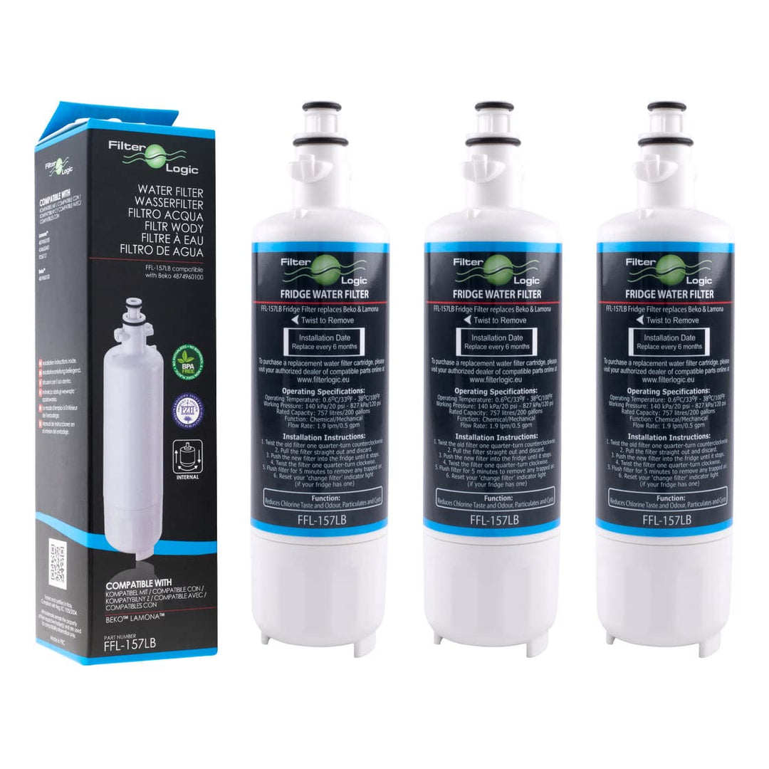 FilterLogic FFL-157LB | Interner Wasserfilter ersetzt 4874960100 kompatibel mit Beko, Grundig, Elekt