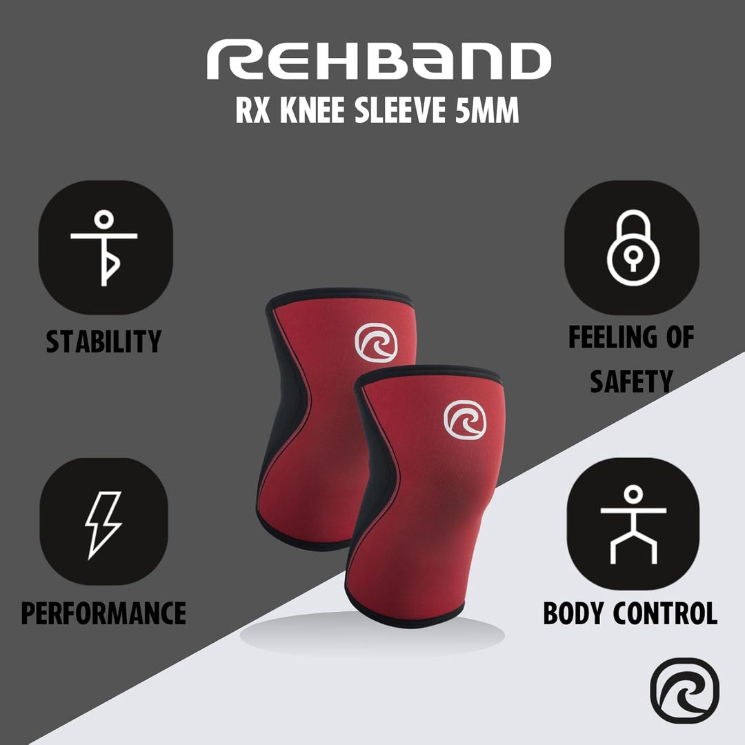 Rehband Kniebandage Kraftsport, Kniestütze für Cross Fit & schweres Training, Knee Sleeve aus 5 mm N