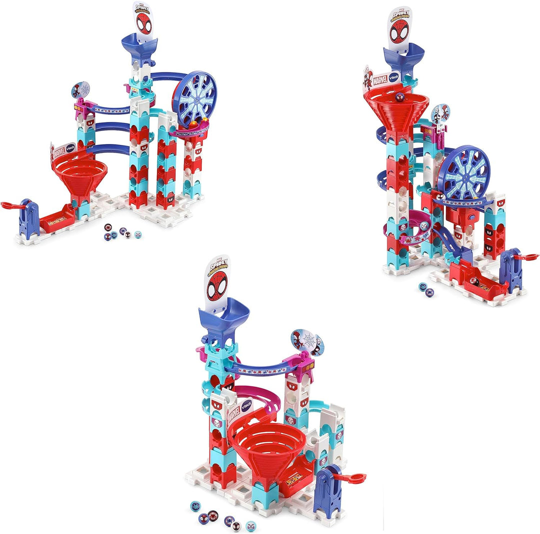 VTech Marble Rush - Spidey Super Spin Challenge SP300 E – Interaktive Murmelbahn mit spannenden Bahn