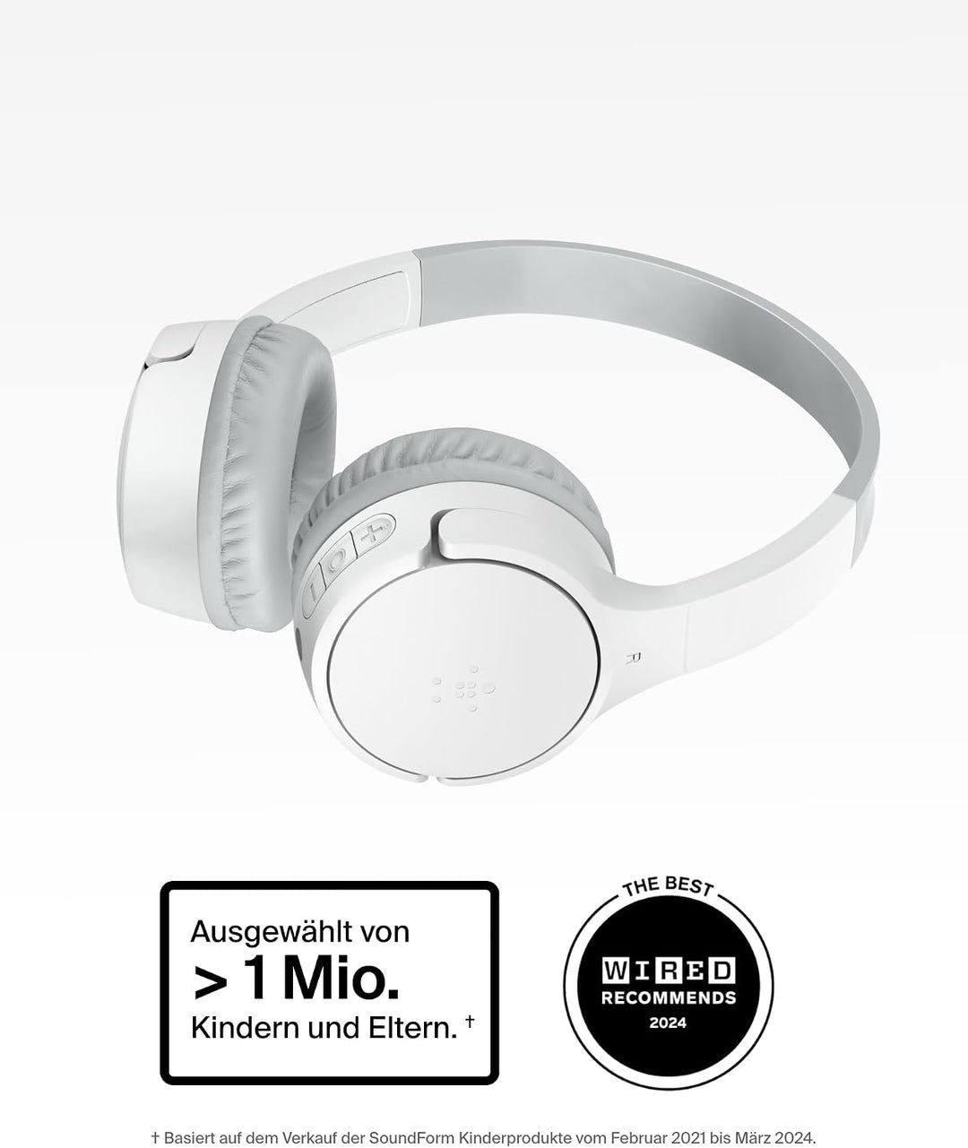 Belkin SoundForm Mini kabelloser Kinderkopfhörer mit integriertem Mikrofon und lustigen Aufklebern,