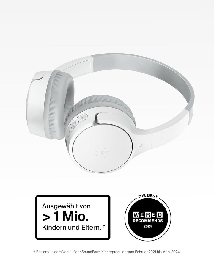 Belkin SoundForm Mini kabelloser Kinderkopfhörer mit integriertem Mikrofon und lustigen Aufklebern,