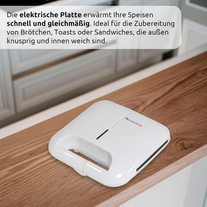 Melchioni family TOSTINA NEW ELEKTRISCHER TOASTER MIT ANTIHAFT-GRILLPLATTEN, Edelstahl, Weiss