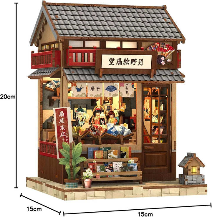 CUTEBEE Book Nook Kit für Erwachsene - DIY Miniatur Haus Japanischer Fächerladen, 3D Holzpuzzle zum