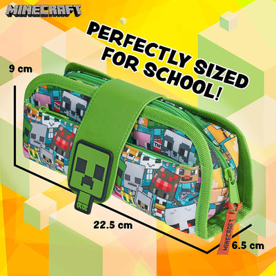 Minecraft Federmäppchen Federtaschen Mäppchen Etui Stifte Schulsachen 2 in 1 Pencil Case für Schule