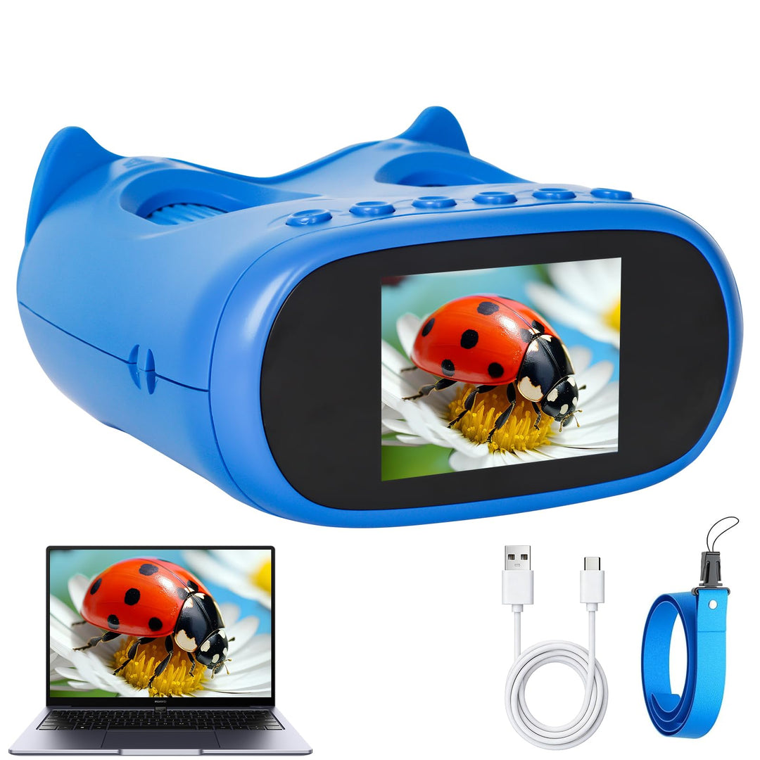 2-in-1 Digitales Mikroskop für Kinder, 1080P HD 2.0" Bildschirm Taschenmikroskop, 1000X, 8 LED Foto