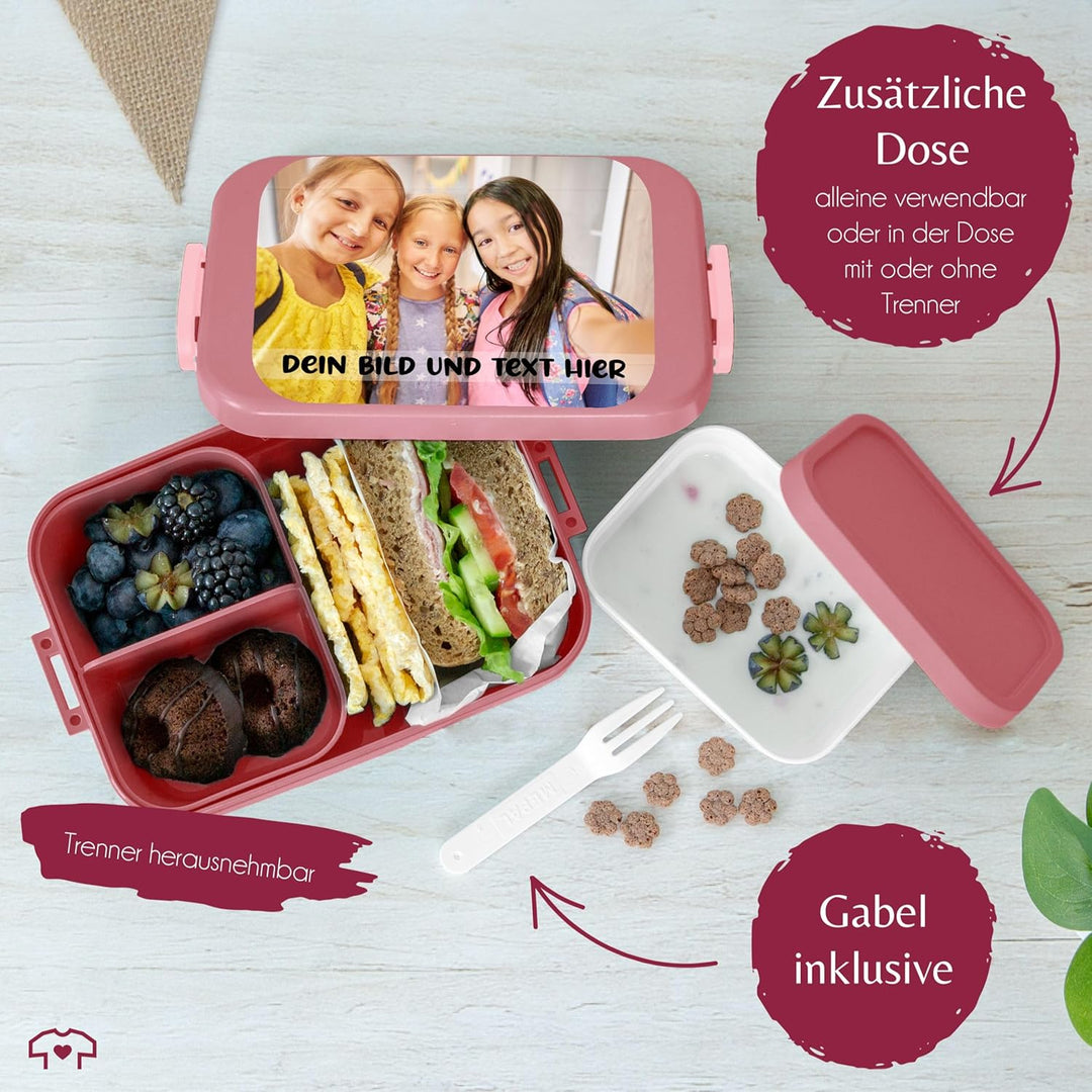 Kinder Bento Box Midi für Mepal Bentobox - Brotbox Dein Bild und Text I Custom Text und Foto Lunchbo