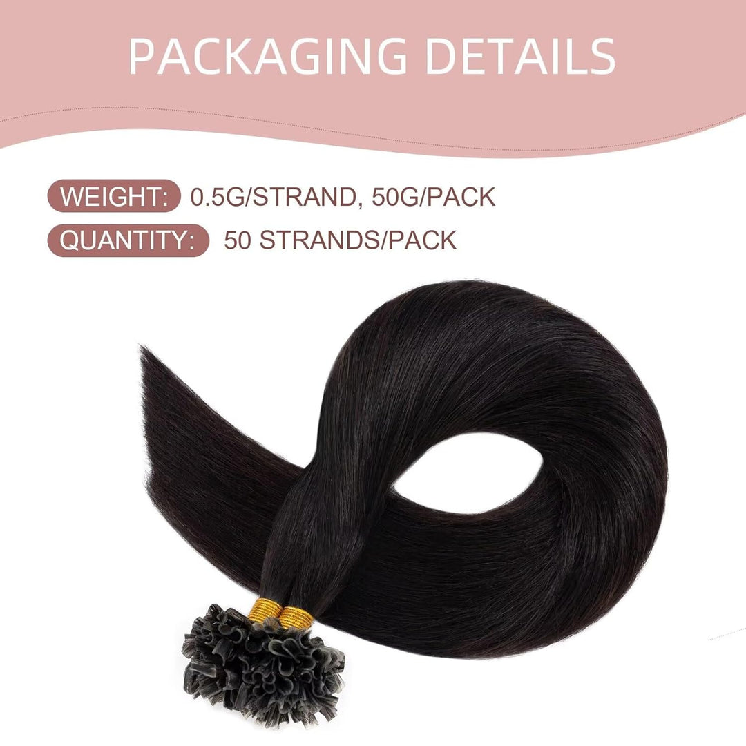 U Tip Hair Extensions Bonding Haarteile Echthaar Weiich Natürlich Haarverlängerung 7A Human Hair 0.5