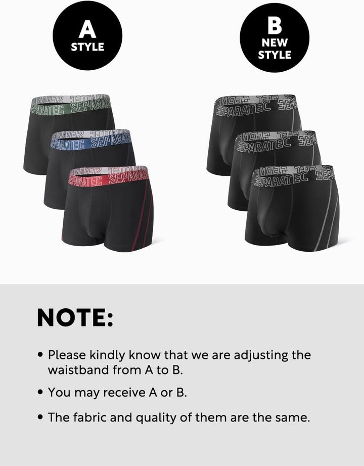 Separatec Herren Boxershorts Glattes Bambus Rayon mit getrennten Beuteln Unterwäsche 3er Pack Boxers