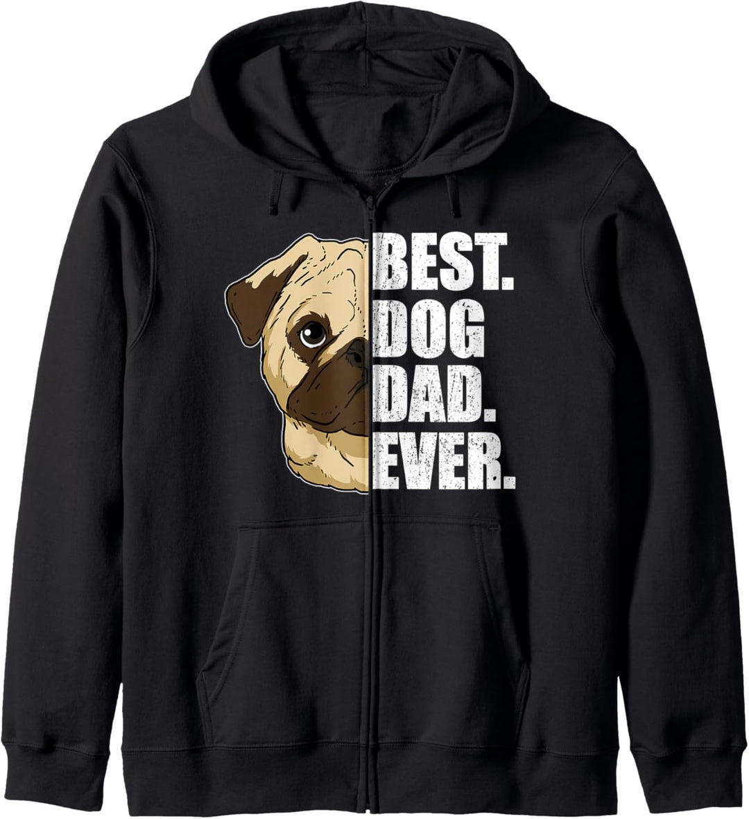 Best Dog Dad Ever Lustiges Vatertag Herrchen Mops Hund Kapuzenjacke