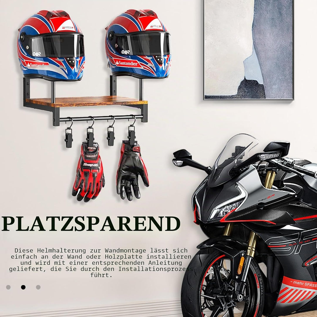 Motorradhelm Wandhalterung, Helmhalterung Wand Motorrad Baseball Helmhalter für 2 Helme Huthalterung
