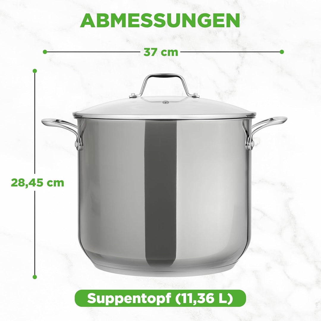NutriChef Kochtopf Gross, 11,5L- Ø 26cm, Suppentopf Edelstahl Induktion für Alle Herdarten Geeignet,