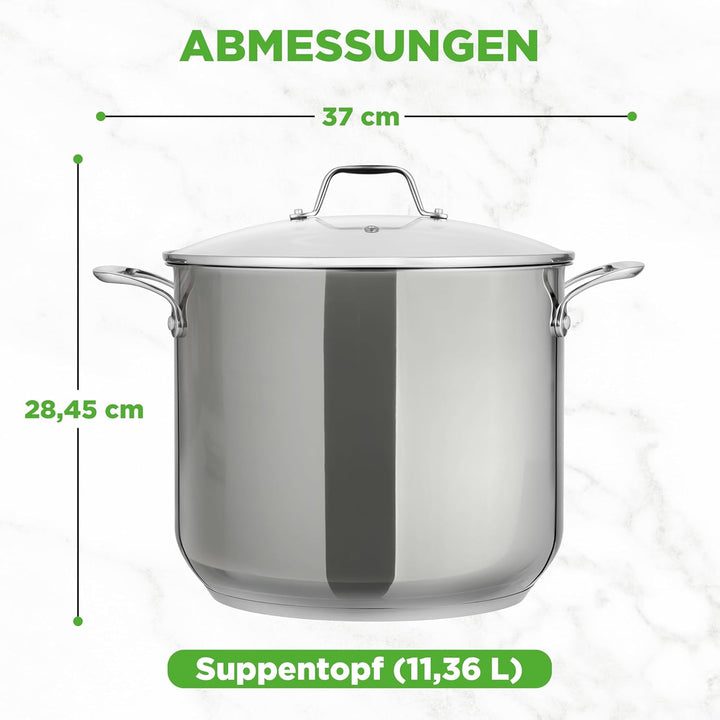 NutriChef Kochtopf Gross, 11,5L- Ø 26cm, Suppentopf Edelstahl Induktion für Alle Herdarten Geeignet,