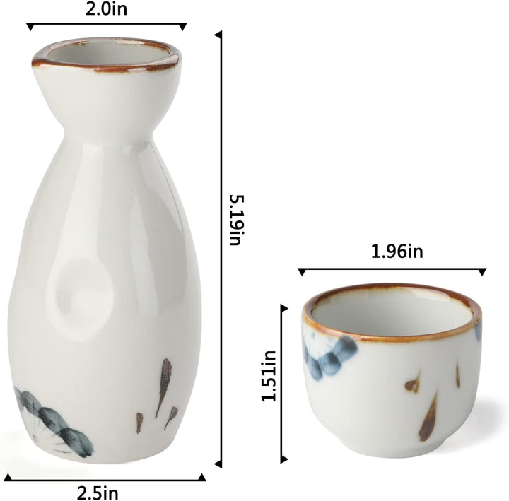Sake-Set aus Keramik, japanischer Sake, 7 Stück, bestehend aus 1 Sake-Flasche, 6 Stück Sake-Becher f