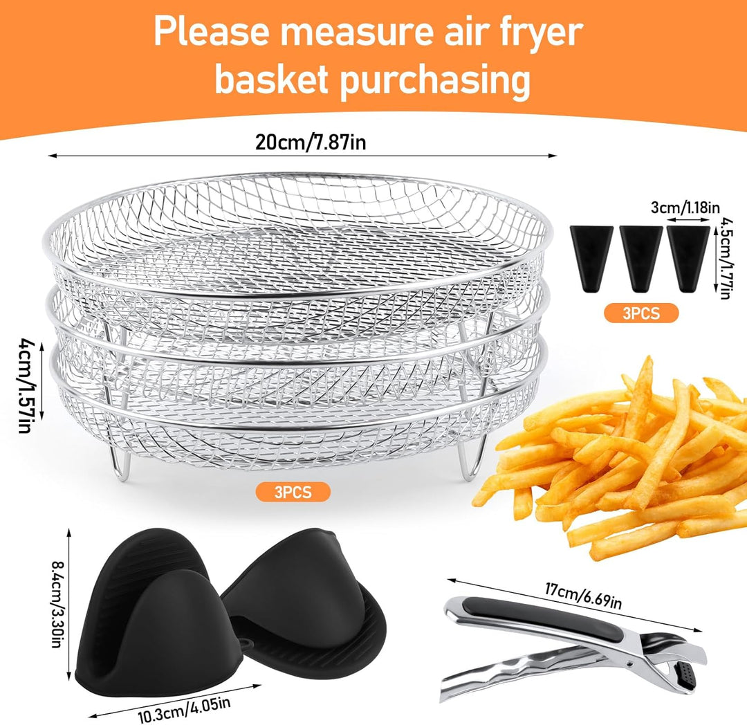 3 Stück Air Fryer Racks, Runder Air Fryer Stand, Heissluftfritteuse Zubehör, Luftfritteusen-Gestell,