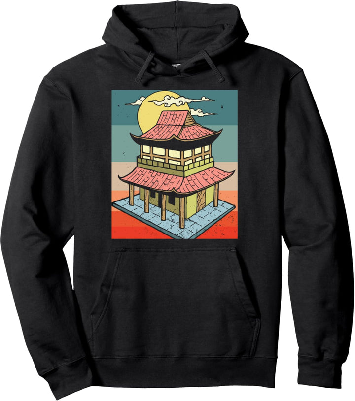 Retro Vintage Pagoda China Japan Buddhismus Asien Tempel Pullover Hoodie