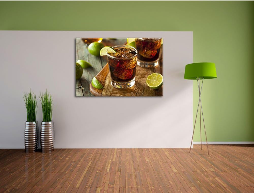 Erfrischender Cuba Libre, Format: 120x80 auf Leinwand, XXL riesige Bilder fertig gerahmt mit Keilrah