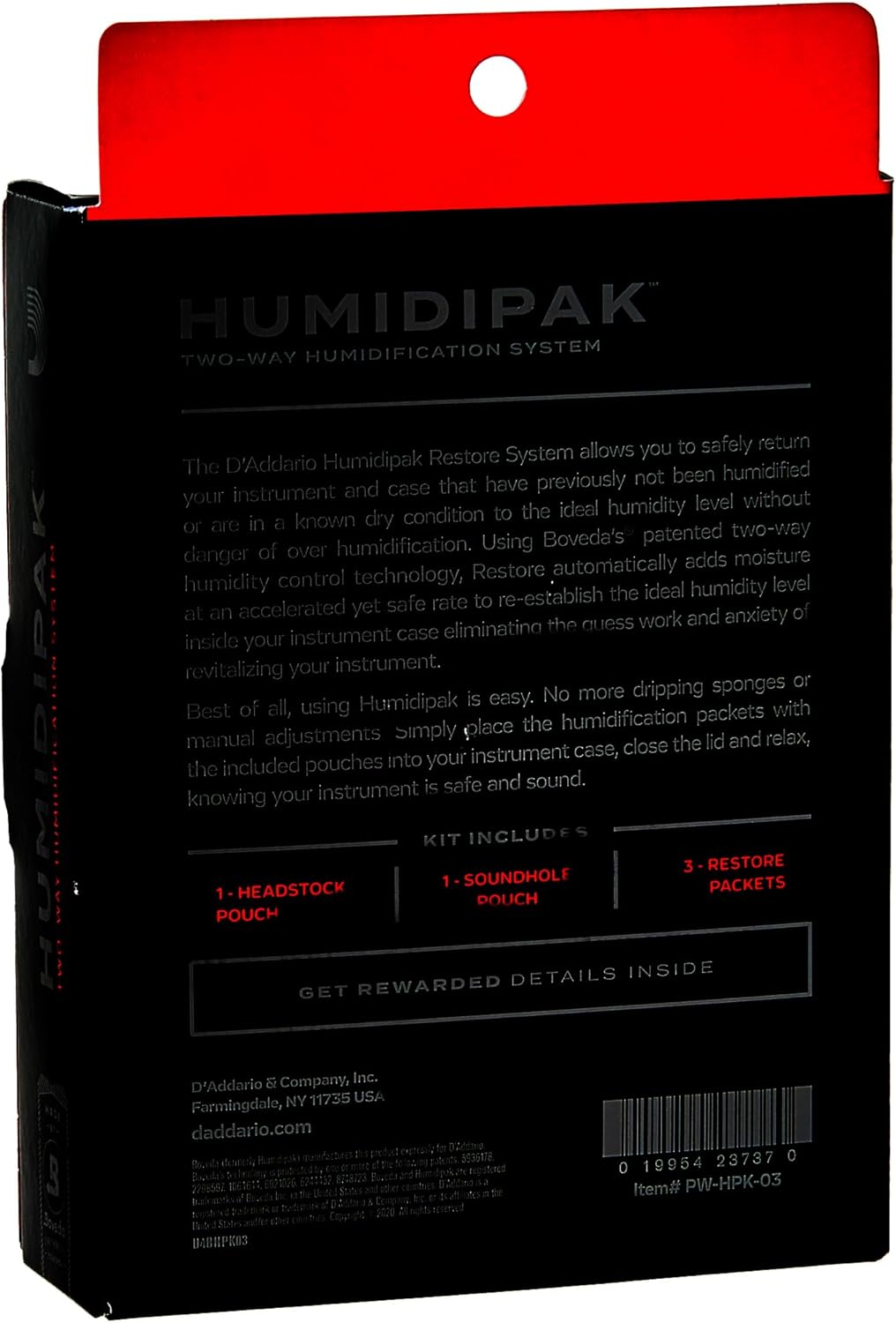 D'Addario Gitarre Luftbefeuchter - Guitar Humidifier - Humidipak Wiederherstellungsset - Automatisch