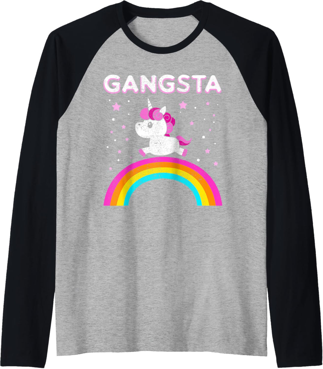 Einhorn – niedliches Einhorn-Design – Gansta Raglan
