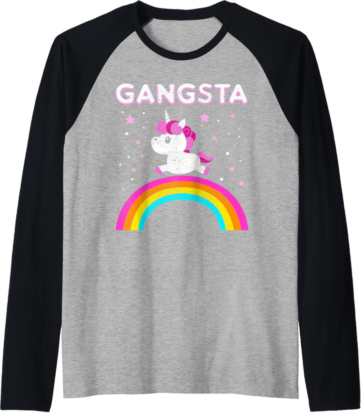 Einhorn – niedliches Einhorn-Design – Gansta Raglan