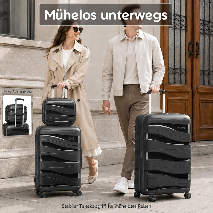 KONO Koffer Gross Leicht Hartschalenkoffer Trolley Reisekoffer mit 4 Rollen und TSA Schloss, 76x50x3