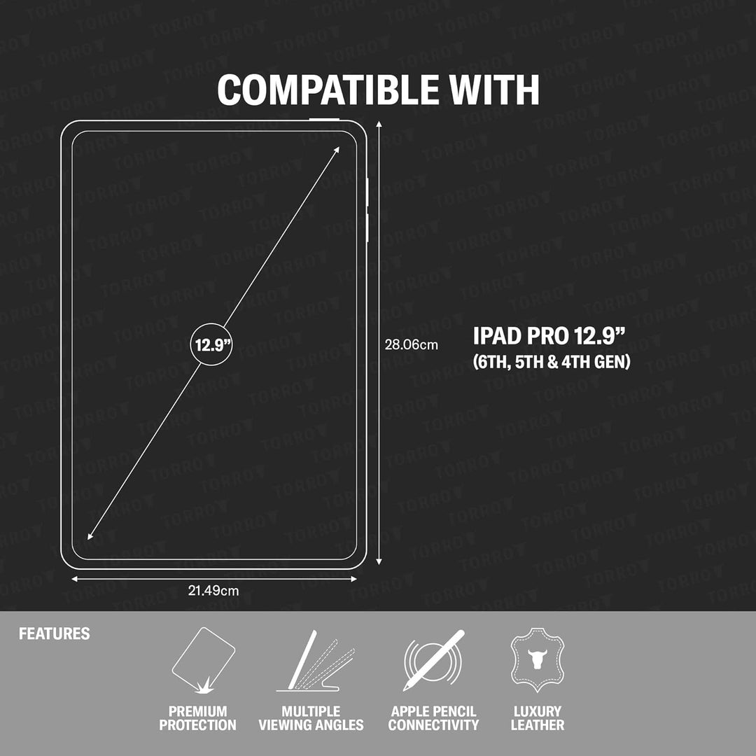 TORRO Lederhülle kompatibel mit iPad Pro 12.9" 6. / 5. / 4. Generation - Echtleder iPad Pro 12.9 (20