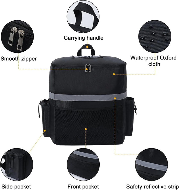 SOONHUA Thermo-Rucksack, isolierte Lebensmittellieferungstasche, 35 l grosses Fassungsvermögen, Lebe