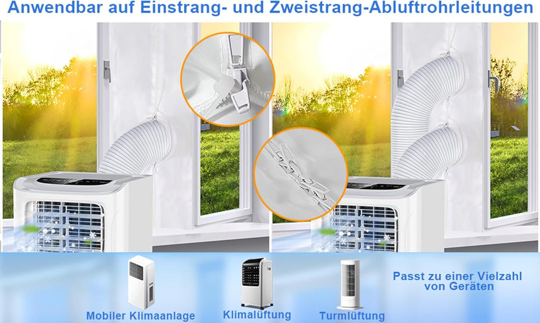 300cm Klimaanlage Fensterabdichtung für mobile Klimageräte, Wäschetrockner, Ablufttrockner, GLANXY K
